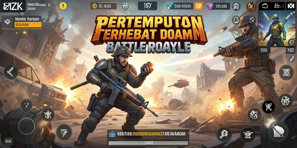 Screenshot gameplay 8ZK menampilkan intensitas pertempuran Battle Royale.